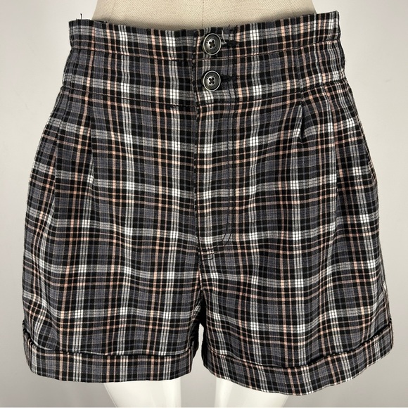 ❤️ American Eagle Outfitters Black Plaid High Waist Shorts - Picture 1 of 10